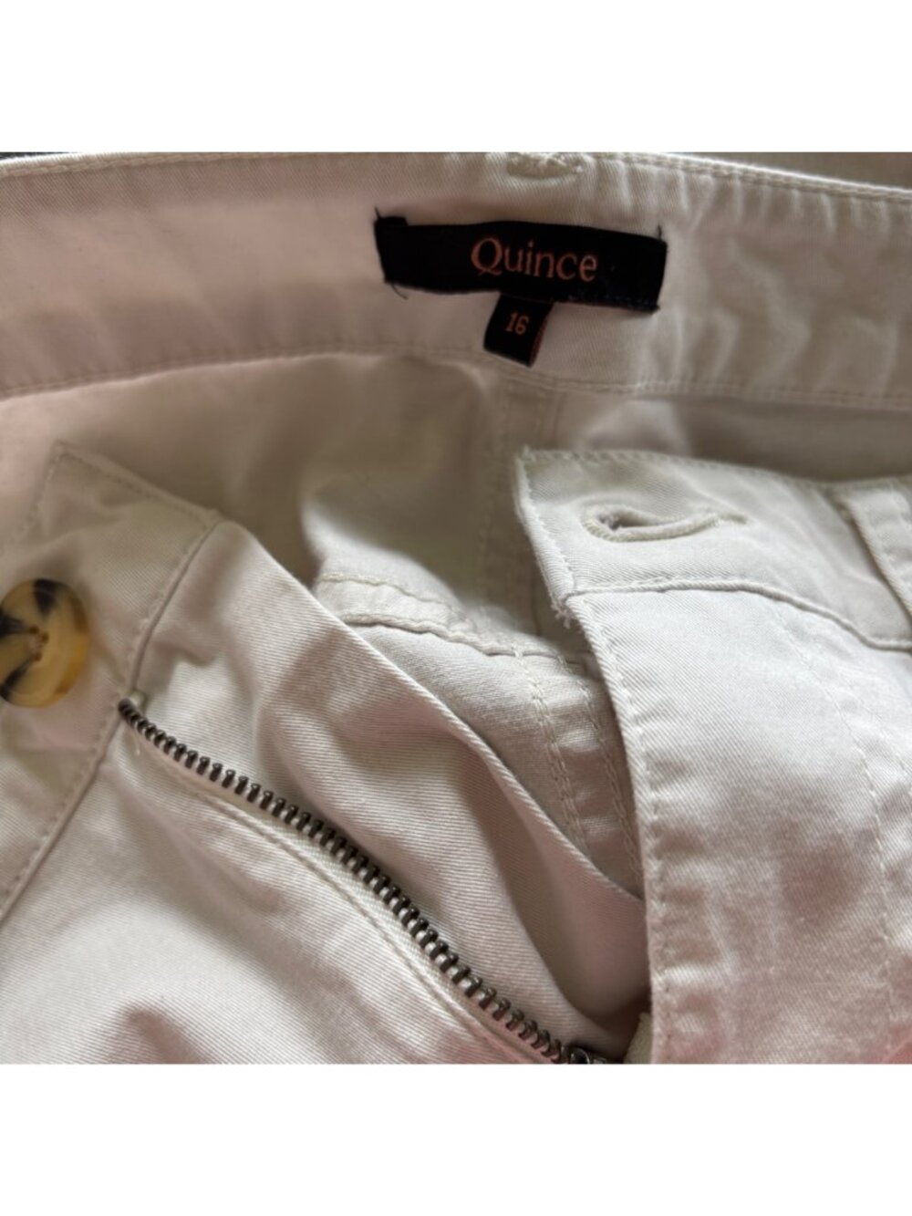 Quince Organic Stretch Cotton Chino Cropped Wide Leg Pants Frost White Sz16 NWOT - Picture 9 of 11